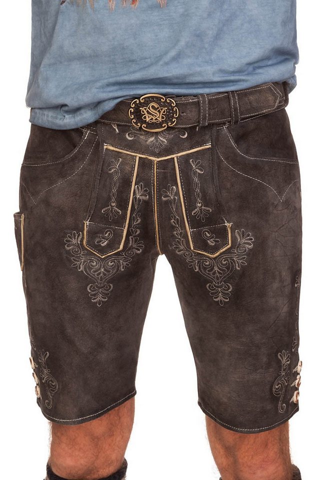 Spieth & Wensky Trachtenlederhose Lederhose Herren kurz - EILERT - graphit von Spieth & Wensky