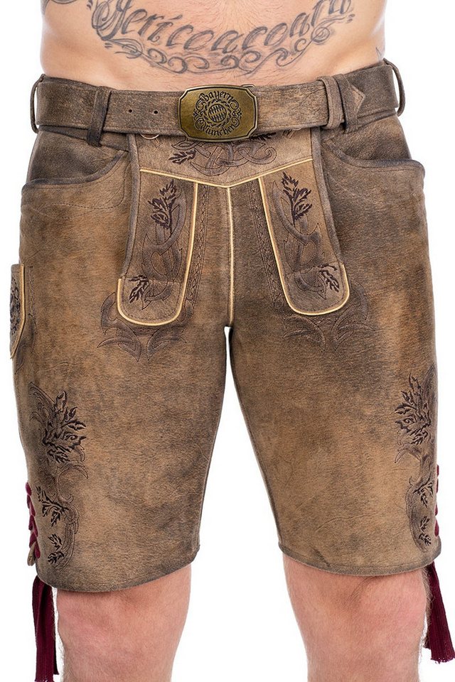 Spieth & Wensky Trachtenlederhose Lederhose Herren kurz FC Bayern München - GEISENFELD - zeder von Spieth & Wensky