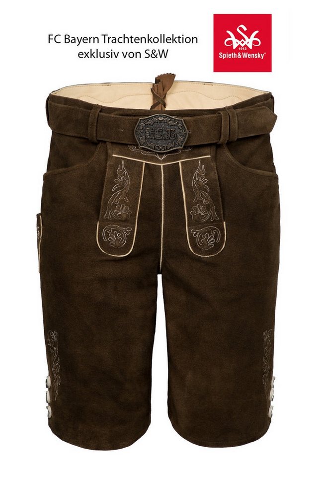 Spieth & Wensky Trachtenlederhose Lederhose Herren kurz FC Bayern München - ZURRO - dunkelbraun von Spieth & Wensky