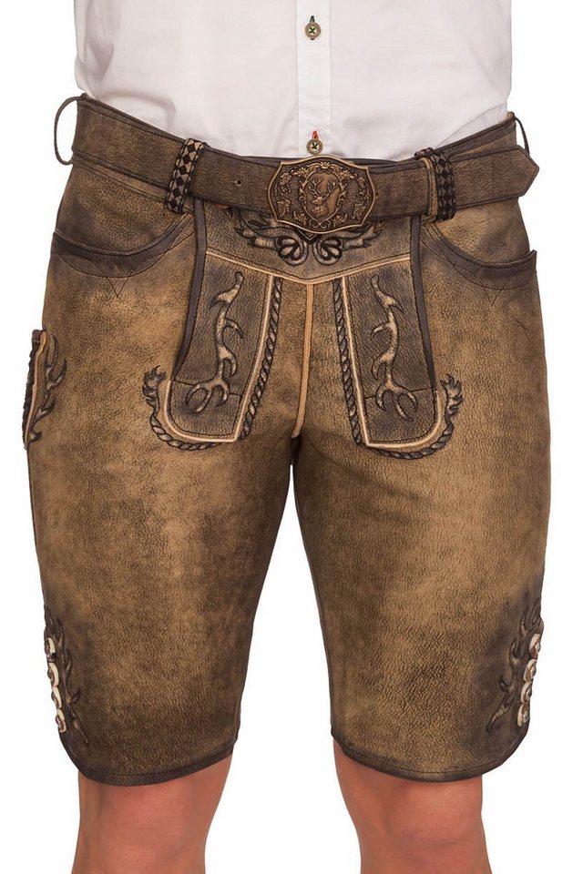 Spieth & Wensky Trachtenlederhose Lederhose Herren kurz - GONZALES - braungelb urig von Spieth & Wensky