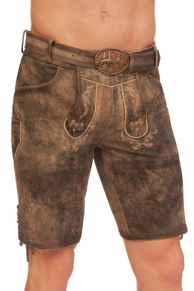 Spieth & Wensky Trachtenlederhose Lederhose Herren kurz - KNECHT - braun rustik von Spieth & Wensky