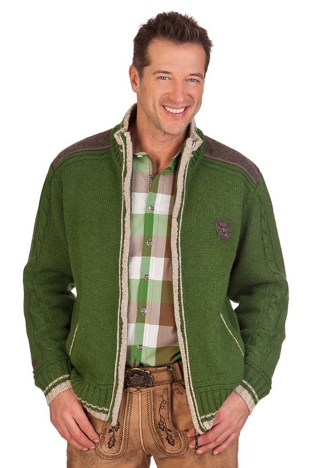 Spieth & Wensky Trachtenstrickjacke Strickjacke Herren - NETZBACH - Meisterschaftsjacke - grün, schwarzme von Spieth & Wensky