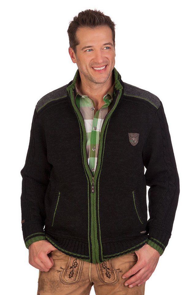 Spieth & Wensky Trachtenstrickjacke Strickjacke Herren - NETZBACH - Meisterschaftsjacke - grün, schwarzme von Spieth & Wensky