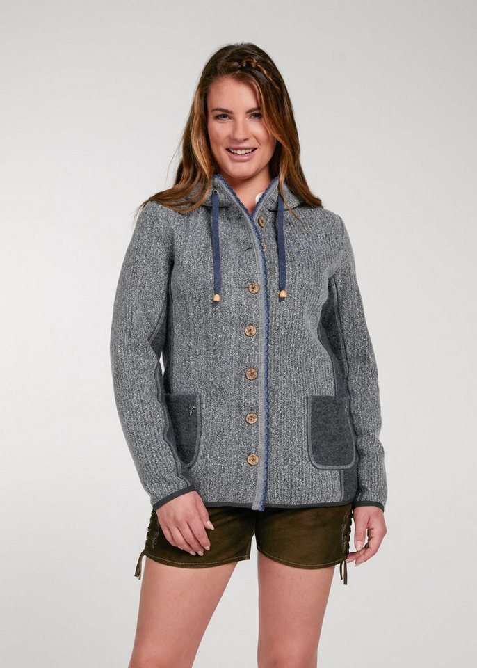 Spieth & Wensky Trachtenstrickjacke Walkjacke Wilhelmina mit Herzstickerei Stickerei von Spieth & Wensky