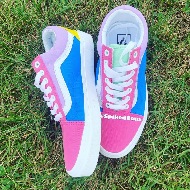 Cotton Candy Vans Custom Old Skool -Big Kinder/Erwachsene Männer Frauen Pink Lila Grün Gelb Blau von SpikedCons