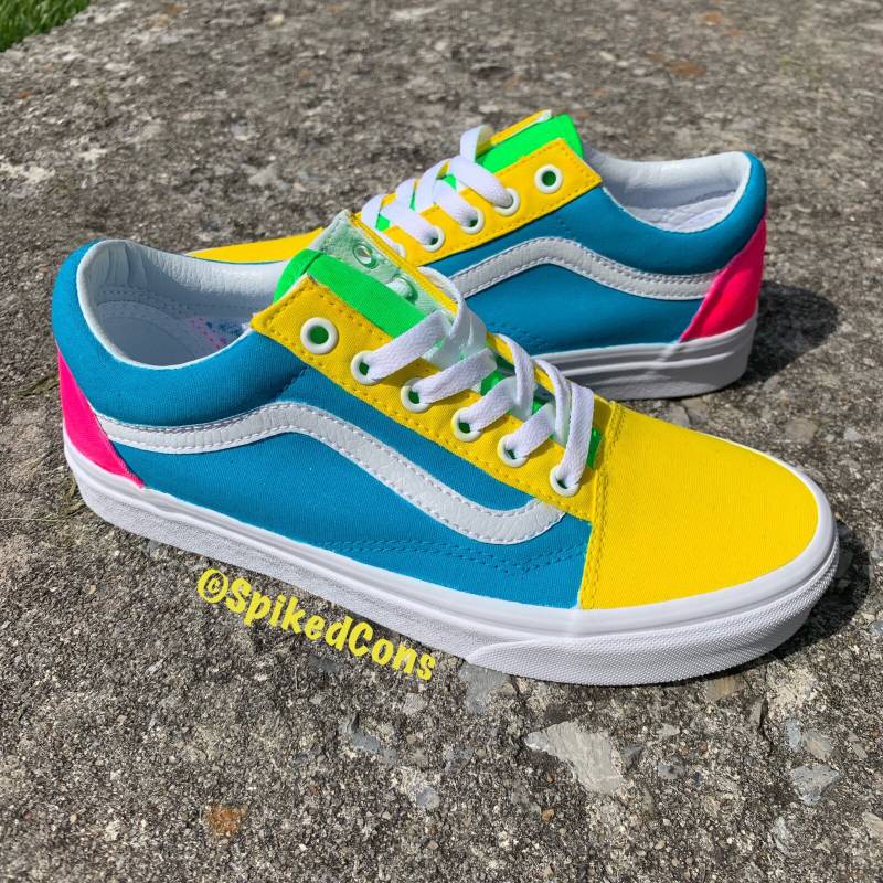 Custom Vans "It Es A Spring Thing"-Big Kids/Erwachsene Männer Frauen Heißen Pink Yellow Turquoise & Lime Green | Low Top Liste Kontakt Für Hohe Tops von SpikedCons