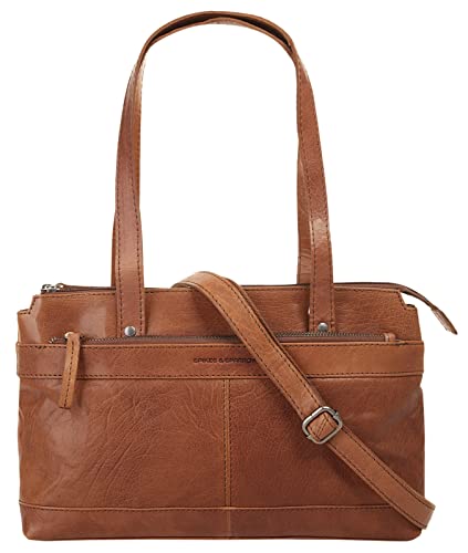 Spikes & Sparrow Handtasche Echt Leder cognac Damen - 020069 von Spikes & Sparrow