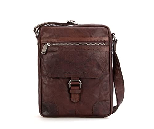 Spikes & Sparrow Leather A5 Cross Body Bag with tablet pocket - Nebraska - Dark Brown von Spikes & Sparrow