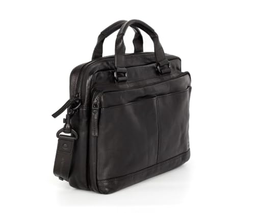 Spikes & Sparrow Leather Business bag - Steven - Black von Spikes & Sparrow