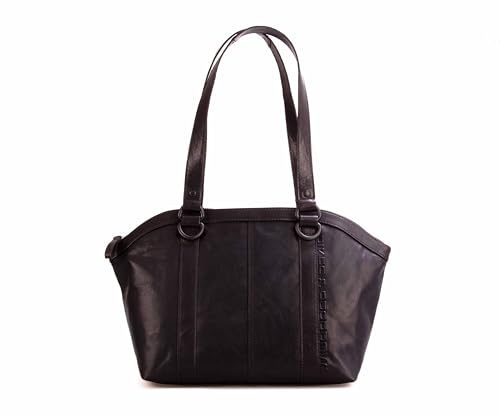 Spikes & Sparrow Leder handtasche Durango, Schwarz von Spikes & Sparrow