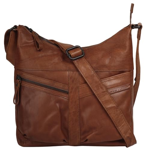 Spikes & Sparrow Umhängetasche echt Leder Damen | Vintage Schultertasche, geräumige Handtasche mit Smartphonefach | 022108 von Spikes & Sparrow