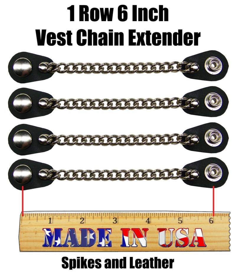 4 Stück Handgefertigte Einreihige Leder Motorradweste Verlängerungskette Schwarz "Und 6" Verlängerungen Hergestellt in Den Usa Biker Hd von SpikesAndLeatherUSA