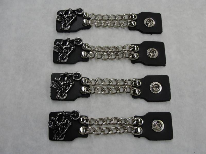 Angel Wheelie Motorrad-Set Von 4 Handgemachte Zwei Reihe Kette Schwarz Leder Weste Extender 4" Und 6" Länge Made in Den Usa Biker Motorrad Hd von SpikesAndLeatherUSA