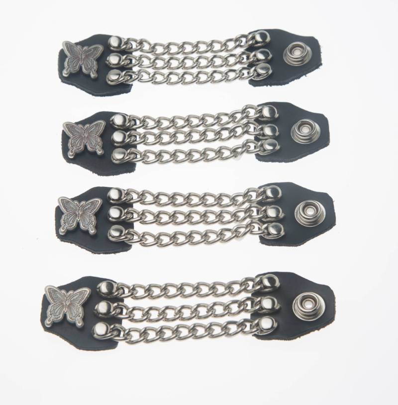 Butterfly Set Von 4 Handgemachte Dreireihige Kette Schwarz Leder Weste Verlängerungen "Und 6" Handmade Usa Biker Motorrad Hd von SpikesAndLeatherUSA