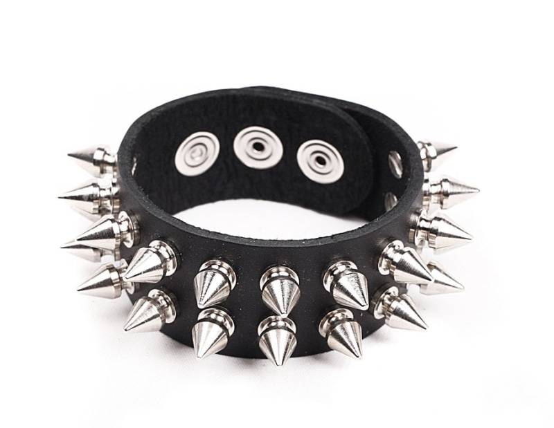 Premium 2 Reihige Spiked Vollnarbenleder Armband 1/2 "Baum Spikes Manschette Apex Nieten Band Punk Rock Glamour Hipster Handmade in Den Usa Ny von SpikesAndLeatherUSA