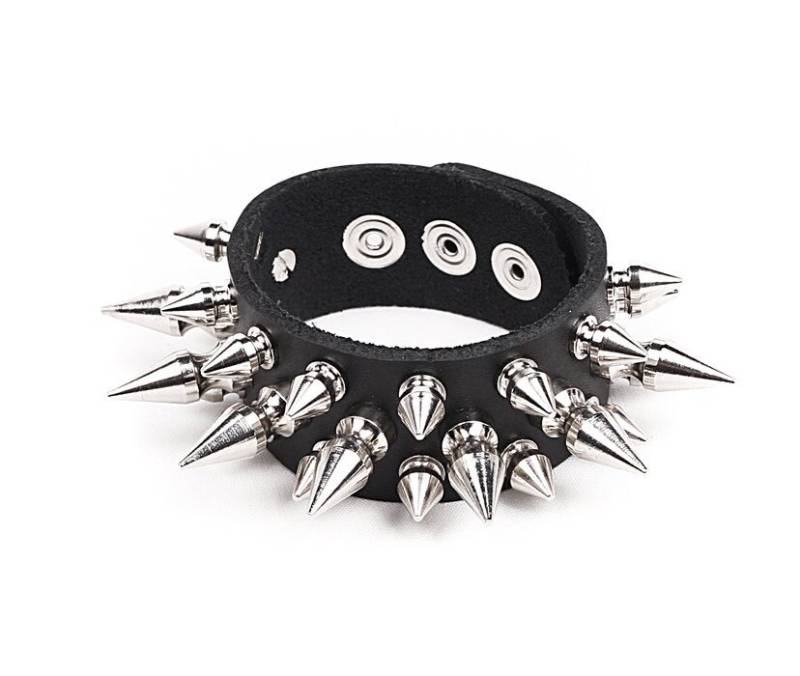 Premium 3 Reihiges Spikes Lederarmband Armband Manschette Silber 1" Baum Und 1/2" Classic Handmade Punk Rock Biker Goth Gothic von SpikesAndLeatherUSA