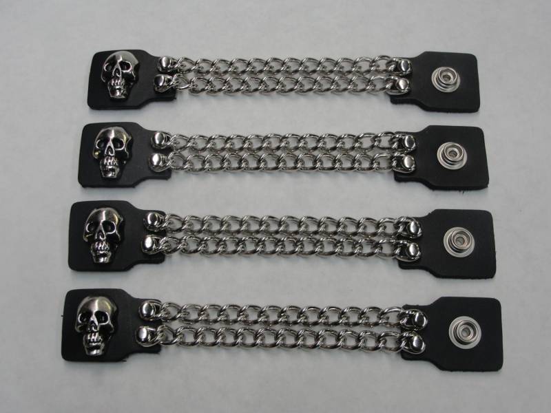 Totenkopf 4Er Set Handgefertigte Zweireihige Kettenverlängerungsbänder Aus Schwarzem Leder, 4 "Und 6" Länge Hergestellt in Den Usa Biker Motorrad Hd von SpikesAndLeatherUSA