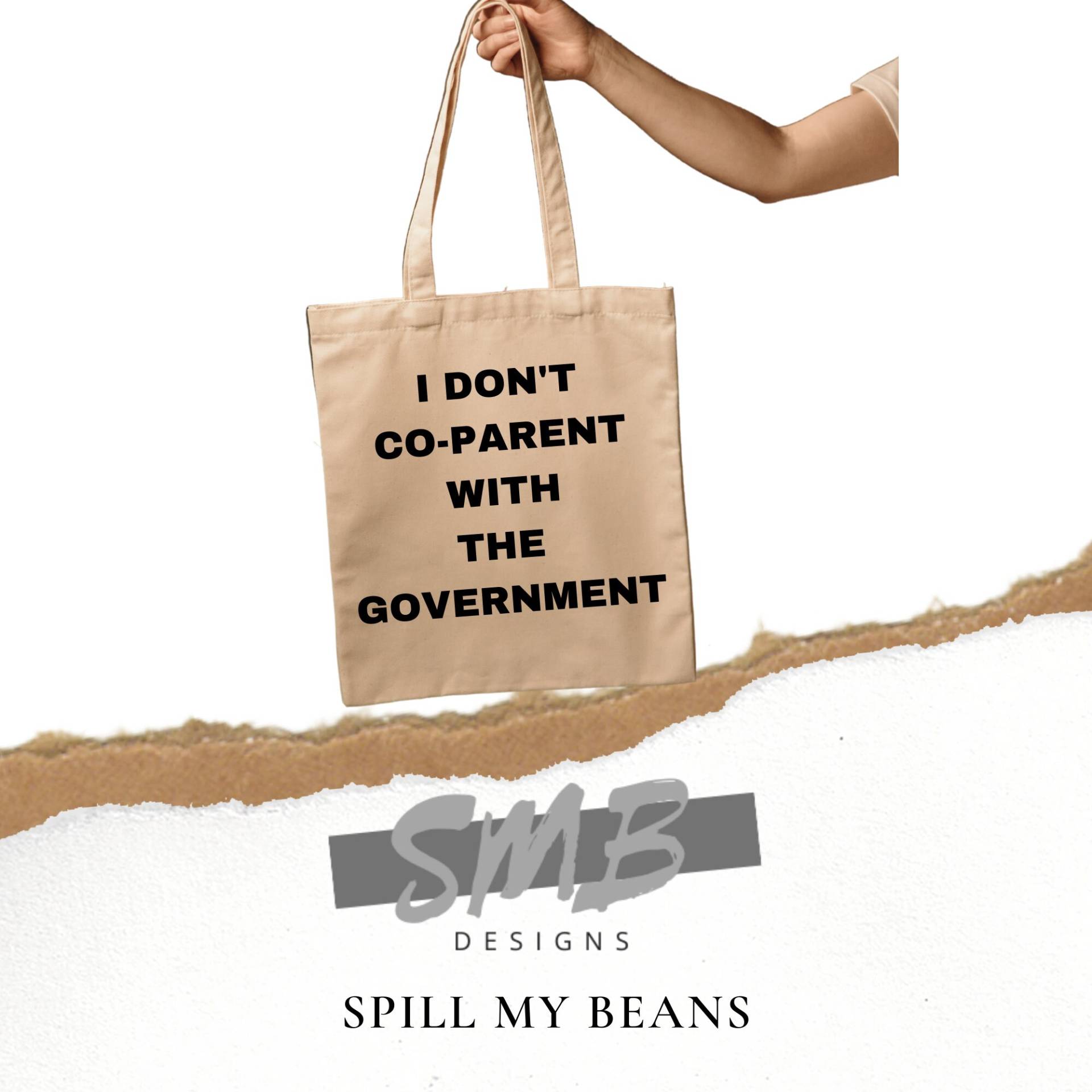 I Don't Co-Parent With The Government Tote Bag, 14x16, Baumwolle, Naturfarbe, Usa, Patriot, Bags, Trendy, Weich von SpillMyBeans