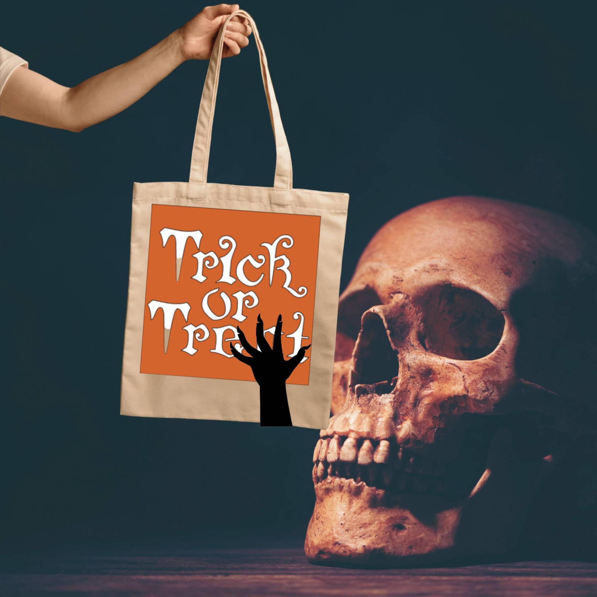 Trick Or Treat Tote Bag, 14x16 Weiche Baumwolle, Natürliche Farbe, Schultertasche, Oder Leckerli Halloween, Gruselig, Tolles Geschenk von SpillMyBeans