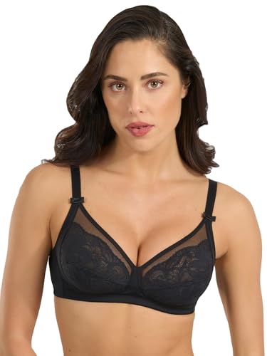 Spiman Damen Soft-BH aus Leichter Mikrofaser mit Tüll- und Spitzendetails, Schwarz, Gr. 85B Spiman Damen Soft-BH aus Leichter Mikrofaser mit Tüll- und Spitzendetails, Schwarz, Gr. 85B von Spiman la tua nuova femminilità
