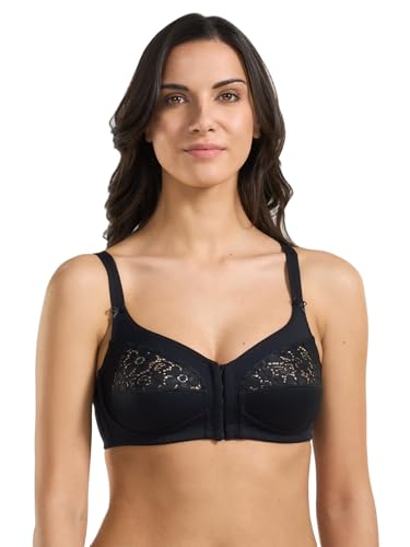 Spiman Damen gepolsterter BH ohne Bügel mit Spitze mit Verschluss vorne, Schwarz-Spitze, Gr. 80C Spiman Damen gepolsterter BH ohne Bügel mit Spitze mit Verschluss vorne, Schwarz-Spitze, Gr. 80C von Spiman la tua nuova femminilità