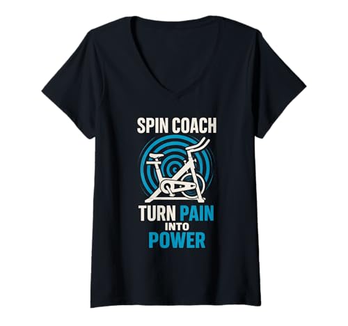 Damen Spin Instructor Life Pedal Power Spin Class Vibes Fitness T-Shirt mit V-Ausschnitt Damen Spin Instructor Life Pedal Power Spin Class Vibes Fitness T-Shirt mit V-Ausschnitt von Spin Coach Crew Cycle and Grind Spin Tribe