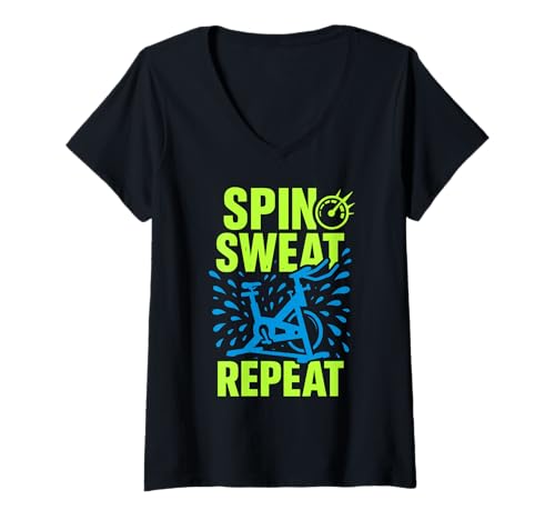 Damen Spin Instructor Life Pedal Power Spin Class Vibes Fitness T-Shirt mit V-Ausschnitt Damen Spin Instructor Life Pedal Power Spin Class Vibes Fitness T-Shirt mit V-Ausschnitt von Spin Coach Crew Cycle and Grind Spin Tribe