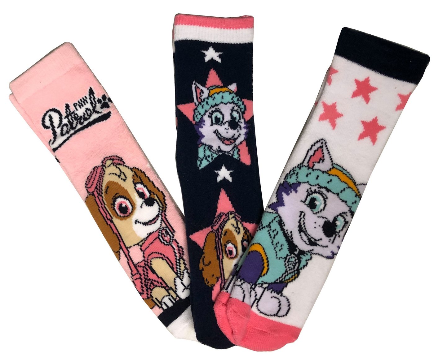 Spin Master Socken 3 Paar Paw Patrol Skye Frotteesocken Kinder warme Frottee Strümpfe (3-Paar) von Spin Master