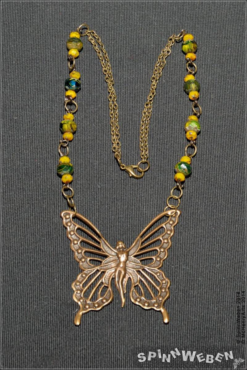Feen-Göttin Halskette - Messing, Czech Beads, Fantasy, Handmade, Bronze, Gliederkette, Biegeringe, , Metall, Unikat Feen-Göttin Halskette - Messing, Czech Beads, Fantasy, Handmade, Bronze, Gliederkette, Biegeringe, , Metall, Unikat von SpinnWeben