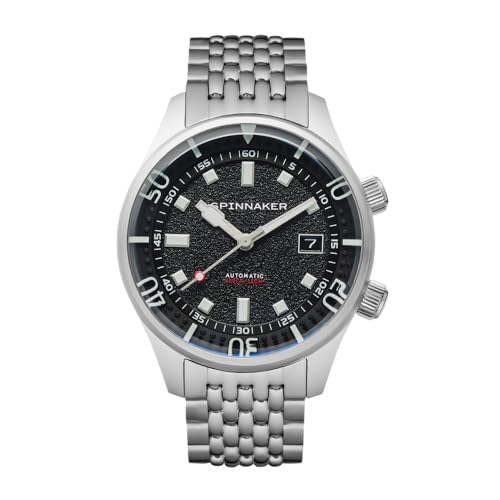 Spinnaker Herren 42mm Bradner Automatik Petrol Black 3-Zeiger-Uhr mit Edelstahlarmband SP-5062-11 von Spinnaker