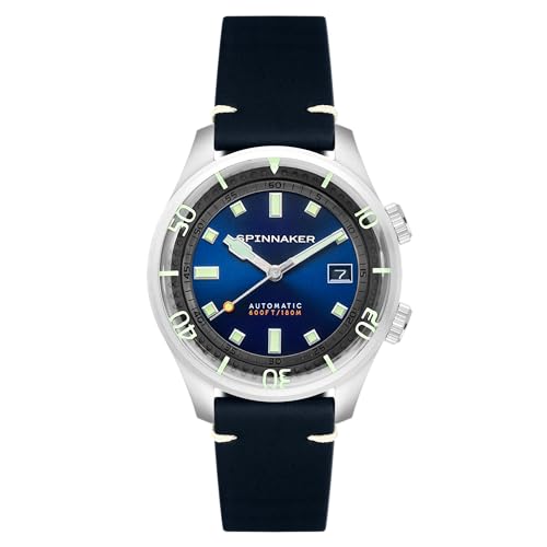 Spinnaker Herren 42mm Bradner Automatik Atlantic Blue 3-Zeiger-Uhr mit Echtlederarmband SP-5062-03 von Spinnaker