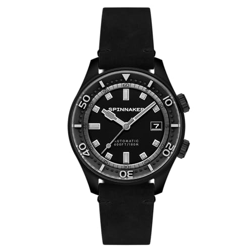 Spinnaker 42 mm Bradner Automatik-Herrenuhr in Midnight Black mit 3 Zeigern und Lederarmband SP-5062-06 von Spinnaker