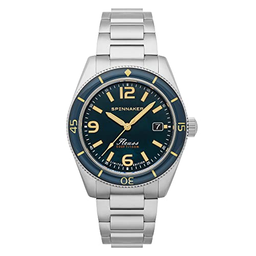 Spinnaker Diver Fleuss Herren-Armbanduhr, japanische Automatik, 43 mm, mit massivem Edelstahl-Armband SP-5108, blau, Armband Spinnaker Diver Fleuss Herren-Armbanduhr, japanische Automatik, 43 mm, mit massivem Edelstahl-Armband SP-5108, blau, Armband von Spinnaker