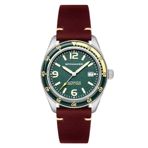 Spinnaker Herren 43mm Fleuss Automatik Lagoon Green Uhr mit Echtlederband SP-5055-0C von Spinnaker