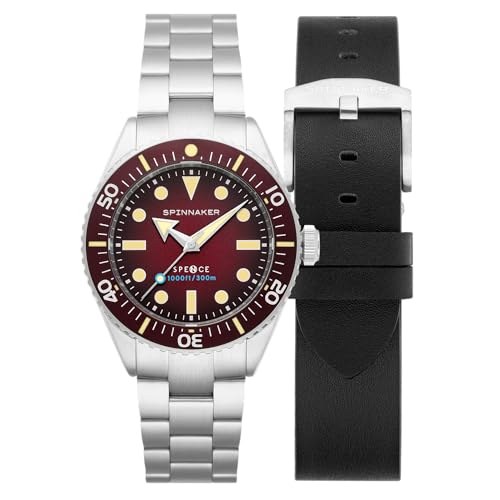 Spinnaker Herren 40mm Spence Automatik Crimson Red Uhr mit massivem Edelstahlarmband SP-5097-55 von Spinnaker