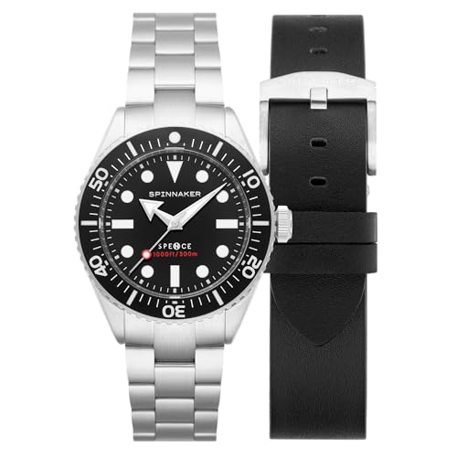 Spinnaker Herren 40mm Spence Automatik Pitch Black Uhr mit massivem Edelstahlarmband SP-5097-11 von Spinnaker