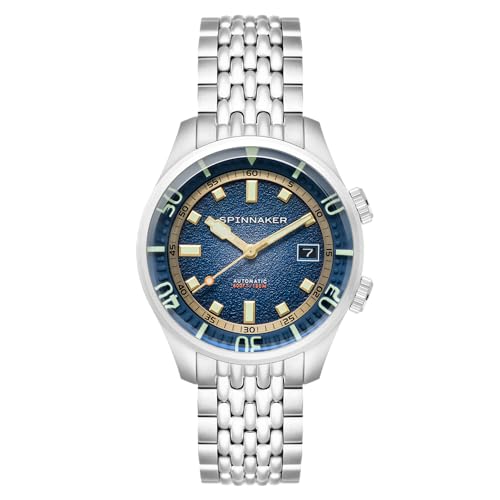 Spinnaker Herren 42mm Bradner Automatik Pacific Blue 3-Zeiger-Uhr mit Edelstahlarmband SP-5062-22 von Spinnaker