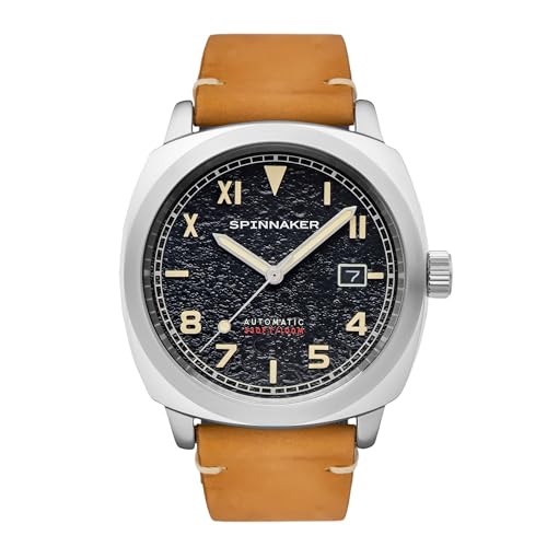 Spinnaker Herren 42mm Hull California Automatik Granite Black 3-Zeiger-Uhr mit Echtlederarmband SP-5071-01 von Spinnaker