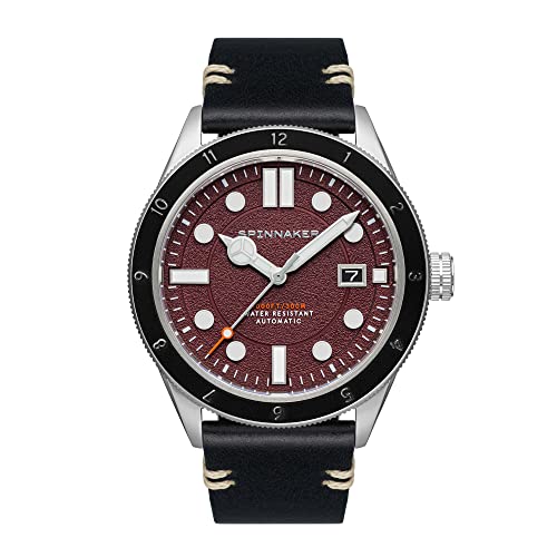 Spinnaker Herren 43mm Cahill 300 Automatik Malbec Watch mit echtem Lederband SP-5096-04 von Spinnaker