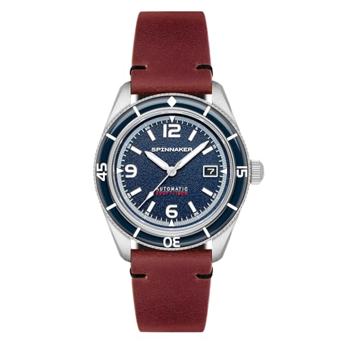 Spinnaker Herren 43mm Fleuss Automatik Prussian Blue Uhr mit Echtlederband SP-5055-08 von Spinnaker