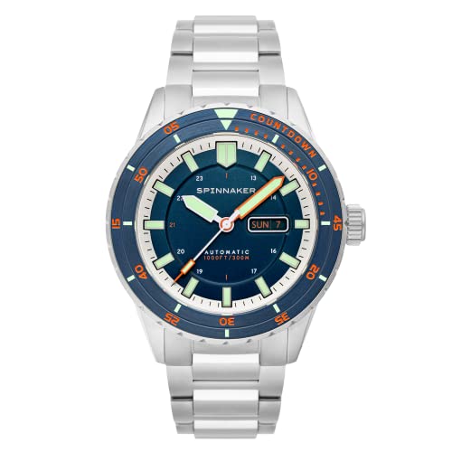 Spinnaker Herren 43mm HASS Automatik Azure Blue Uhr mit massivem Edelstahlarmband SP-5099-44 von Spinnaker