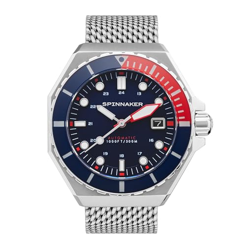 Spinnaker Herren 44mm Dumas Automatik Naval Blue 3-Zeiger-Uhr mit massivem Edelstahlarmband SP-5081-66 von Spinnaker
