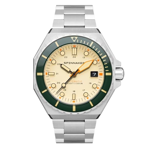 Spinnaker Herren 44mm Dumas Automatik Sahara 3-Zeiger-Uhr mit massivem Edelstahlarmband SP-5081-CC von Spinnaker