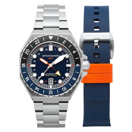 Spinnaker Herren 44mm Dumas Harbour Japanische Automatikuhr mit massivem Edelstahlarmband SP-5119, Marineblau, Schwarz, Japanisch von Spinnaker