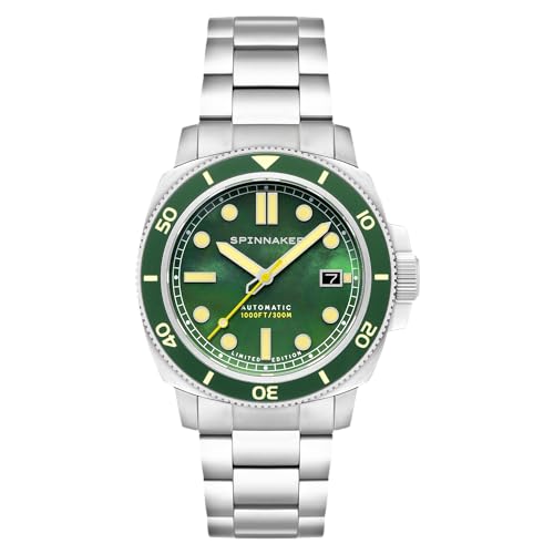Spinnaker Herren-Armbanduhr 42 mm Hull Pearl Diver Automatik Limited Edition mit massivem Edelstahlarmband SP-5106, Smaragdperlen, Hull Pearl Diver Automatik Limited Edition von Spinnaker