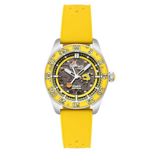 Spinnaker Herren-Armbanduhr SP-5152 Croft Mid-Size Skelett Automatik Spongebob Squarepants Peek-a-Boo Limited Edition Armbanduhr mit Gummiband, Krabby Flipper von Spinnaker