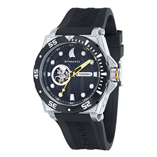 Spinnaker Herren Datum klassisch Automatik Uhr mit Silikon Armband SP-5023-09 von Spinnaker