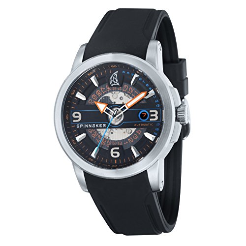 Spinnaker Herren Datum klassisch Automatik Uhr mit Silikon Armband SP-5041-01 von Spinnaker