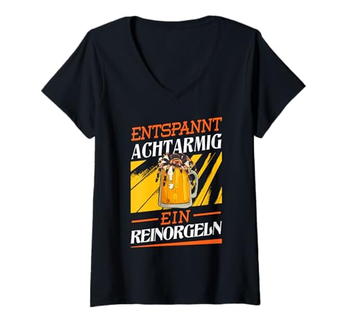 Damen Entspannt Achtarmig EIN Reinorgeln T-Shirt mit V-Ausschnitt von Spinnen Insekten Terrariums Geschenk Zubehör Shirt