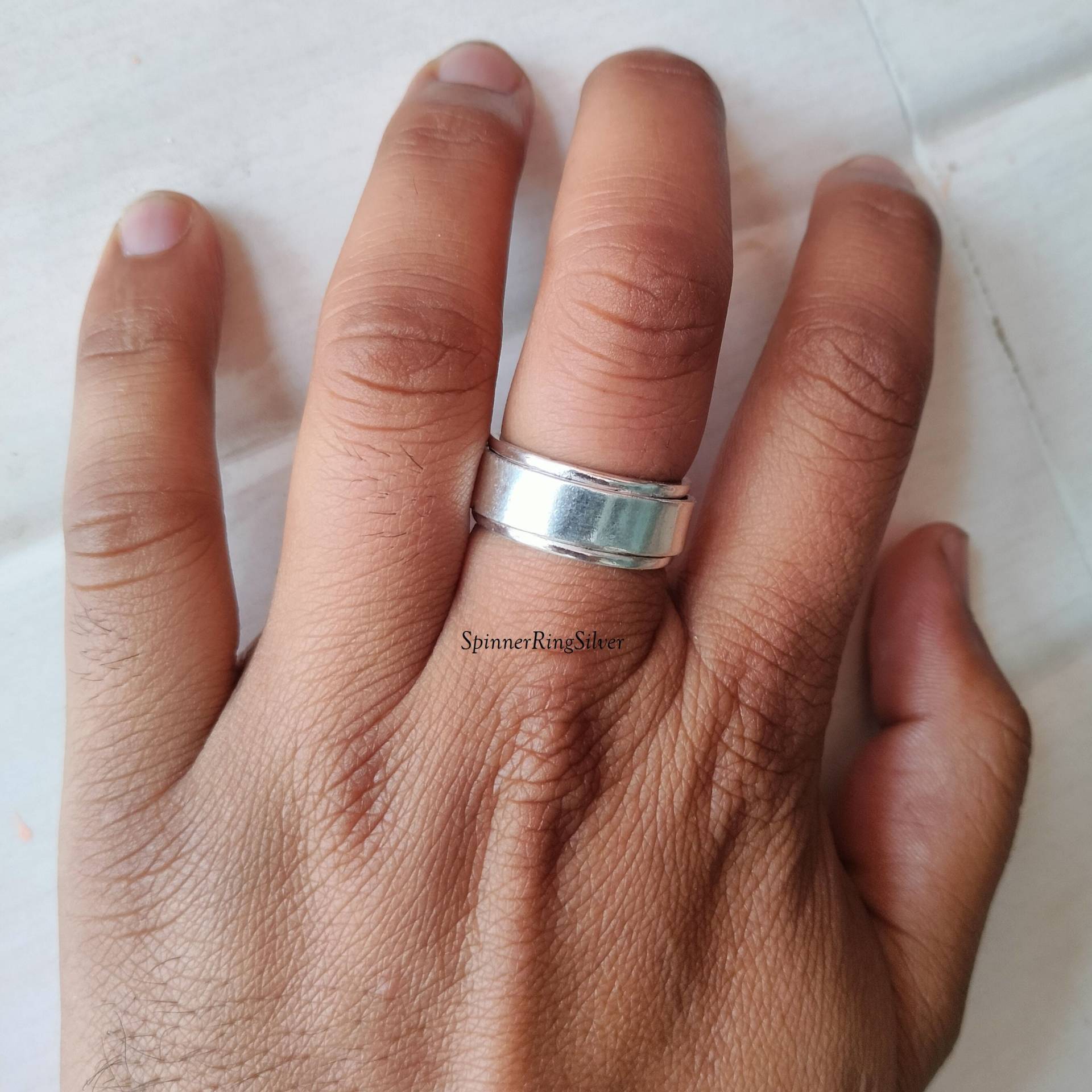 Daumen Ring, Sterling Silber Spinner Einfacher Frauen Meditation Handgefertigter Geschenk Für Sie Sk297 von SpinnerRingSilver